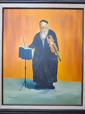After Abraham Straski A Rabbi Playing Violin Oil On Canvas Signed Kaminski • $250