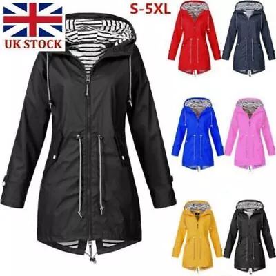 Plus Size Womens Waterproof Raincoat Ladies Outdoor Wind Rain Forest Jacket Coat • £13.99