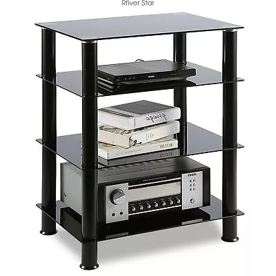 Audio Video Media Stand With 4 Tier Tempered Glasses Shelves • $69.99