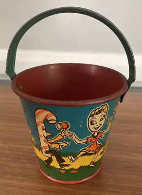 Vintage Sand Or Candy Pail Bucket US Metals Dancing Candy Jazz Musicians • $59