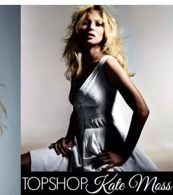 Kate Moss Topshop 2014 White Zip Front Dobby Dress (Size UK 14) • £35