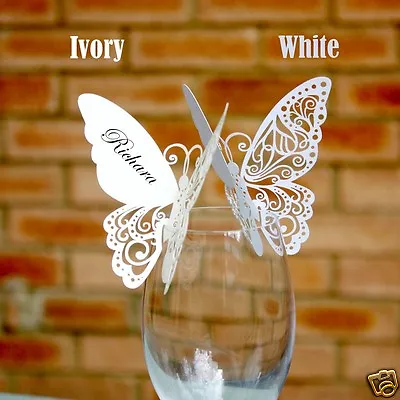 £3.24 • Buy White Or Ivory Butterfly Place Cards Wedding Guests Dinner Party Table Settings