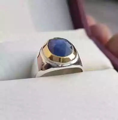 Real Sapphire Ring For Men Blue Sapphire Natural Neelam Ring Handmade Mens US 9 • $311