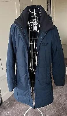 JACK WOLFSKIN Hooded Coat Blue Microguard Silver Stormlock Active Size 10 • £20