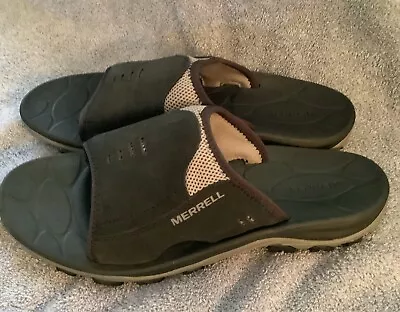 Merrell Men's Sz 10 Huntington Leather Suede  Slide Sandal Black New • $34.95