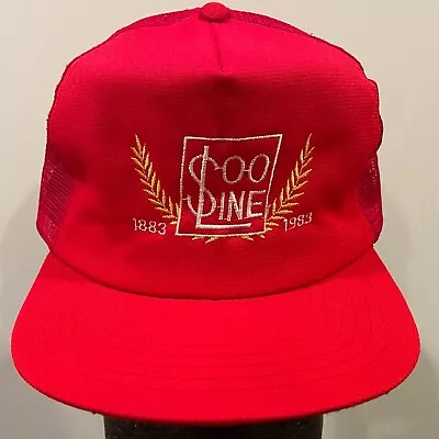 1883-1983 SOO LINE RAILROAD Red Mesh Snapback Cap Trucker Hat Vintage • $12.99