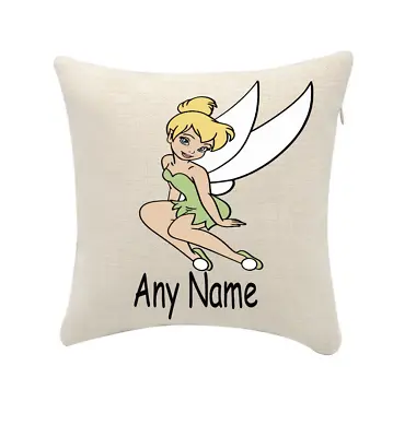 Tinkerbell Tinker Bell Cushion Cover Personalise Any Name (cover Only) 20cmx20cm • £5.99
