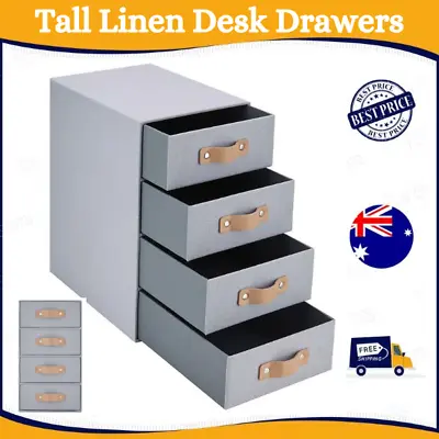 $24.99 • Buy Linen Desk Top Organiser Storage Drawer Desktop Documents Magazine Supplies-AU
