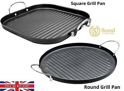 £9.99 • Buy Round/Square 30Cm Non-Stick Grill Pan Double Handle Aluminum Dishwasher Safe. 