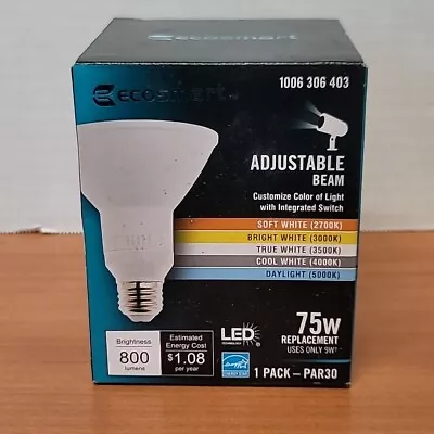 EcoSmart PAR30 Adjustable Beam Flood LED Light Bulb 75W Equivalent 1006 306 403 • $8.95