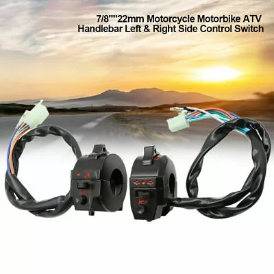 1 Pair Motorcycle 7/8'' Handlebar Horn Turn Signal Light Start Control Switch • $18.34