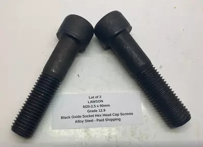 (Qty 2) LAWSON M20 X 90mm Black Oxide Socket Hex Head Cap Screw (Grade 12.9) • $14.50