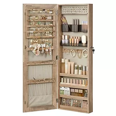 SONGMICS Mirror Jewelry Cabinet Armoire Wall Or Door Mounted Jewelry Storage • $120.01