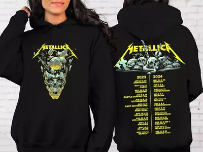 Metallica Rock Band Hoodie Metallica Skull Music Double Side Shirt Tour Merch • $44.98