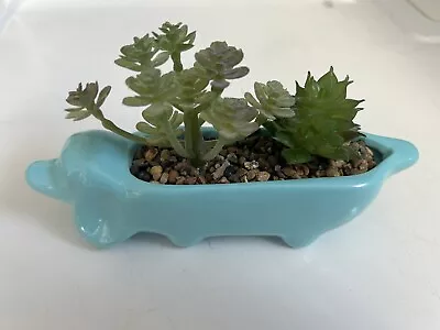 Vintage Blue  Dachshund Wiener Dog Trinket Tray Planter • $9.99