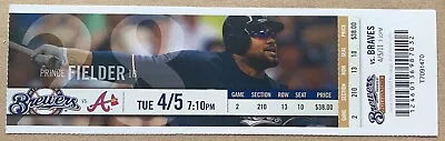 Milwaukee Brewers 4/5/11 MLB Ticket Stub Vs Atlanta Braves - Prince Fielder • $6.95