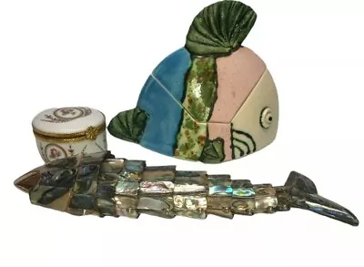 Fish Decor Handpainted  By Rasa Saldaitis Trinket Box Abalone Fish Bottle Opener • $99