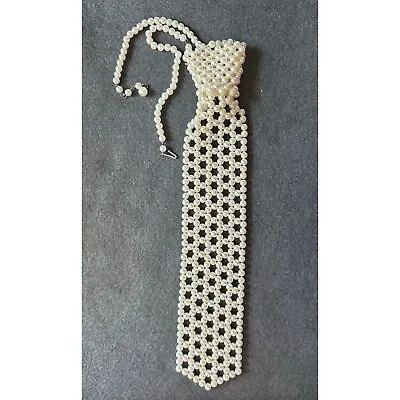 Vintage 1970s Faux Pearl Necktie Necklace Choker • $16.99