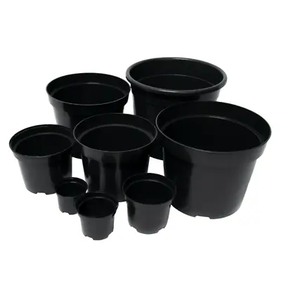 £5.74 • Buy Black Plastic Plant Pot Flower Pots 0.5 1 2 3 4 5 7.5 10 12 15 25 32 45 60 Litre
