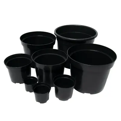 Black Plastic Plant Pot Flower Pots 0.5 1 2 3 4 5 7.5 10 12 15 25 32 45 60 Litre • £4.99