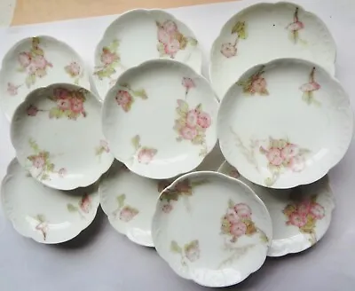 1890's Set/9 FRENCH HAVILAND Limoges MORNING GLORY BUTTER PATS - ONE PRICE • $94.77
