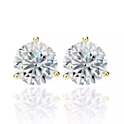 Solitaire 3 Prong Heavy Martini Setting Studs - GRA Certified Moissanite Diamond • $154.99