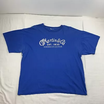 Vintage Martin & Co Guitar Shirt Adult Medium Blue Music Band Instrument 90s Y2K • $34.99