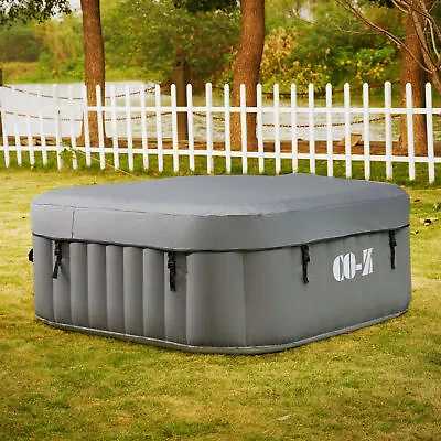 5'x5' Blow Up Hot Tub 4 Person Portable Inflatable Spa And Pool With Pump Gray • $381.71