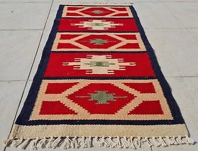 Authentic Hand Knotted Vintage Turkish Kilim Area Rug 2.5 X 1.3 Ft (1184 KAR) • $29.99