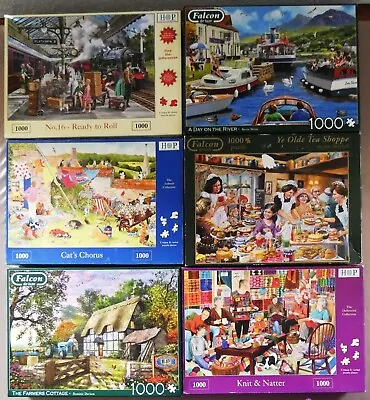 Job Lot Of 6 X 1000 Piece Assorted Jigsaw Puzzles (3 X Falcon + 3 X HOP)Complete • £10