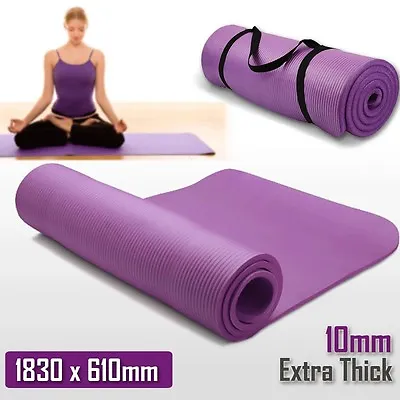 $20.95 • Buy 10mm Extra Thick NBR Yoga Mat Gym Pilates Fitness Exercise Balance Board Purple