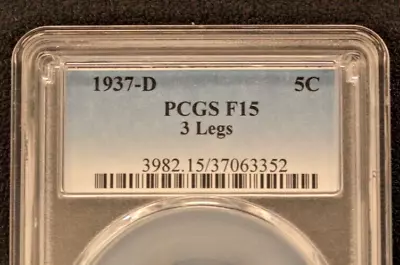 1937-D 5C PCGS F15 Buffalo Nickel 3 Legs 3-Legged Buffalo [034 WEy] • $749.99