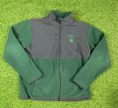 Michigan State Jacket Men’s Fleece Green MSU Fleece Full Zip Coat Size XL • $15.99