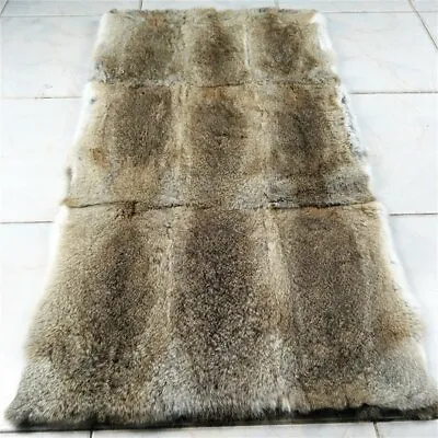 Genuine Rabbit Fur Throw Blanket Winter Furry Soft Decoration Reprocessed DIY • $34.19