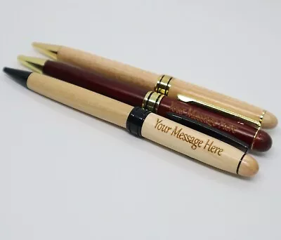 £7.99 • Buy Personalised Engraved Wooden Black Ballpoint Pens | Gift