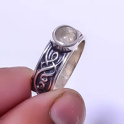 Golden Rutilated Quartz - Bahia 925 Silver Plated Boho Ring S.8 R51-6 • $7.99