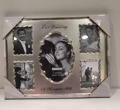 Malden 5 Opening Photo Frame “Our Wedding To Have And To Hold  Silver Tone • $14.99