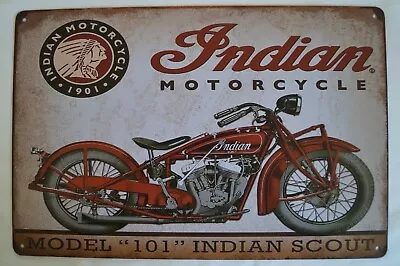 RETRO STYLE TIN SIGN - Indian Motorcycle 1901 Model 101 Indian Scout • $19.95