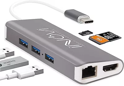 8-in-1 USB-C Hub: Type C Adapter Ethernet 4K HDMI & 3 USB 3.0 Ports Macbook • $14.99