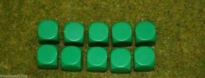 10 X 16mm BLANK SIX SIDED DICE GREEN Wargames Dice Or Casualty Markers • £2.99