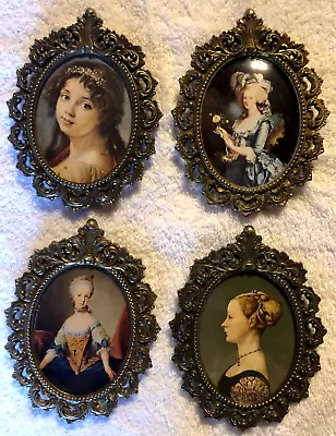 4 Vintage Ornate Oval Metal Frames Victorian Pictures 5  X 3 3/4  Made In Italy • $49.95