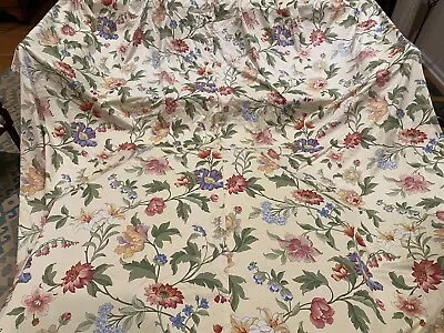 101  Length - 4 Panels / 2 Pair Vintage Floral Chintz Cotton Curtain Drapes • $99.99