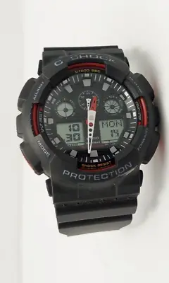 G-SHOCK By CASIO GA-100 5081 Men's Watch Black Red Analog Digital NIB • $99