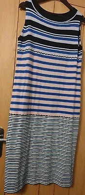 MARNI Uniqlo Women’s Blue Green Pink Striped Knit Sleeveless Dress M UK 12 EU 40 • £33