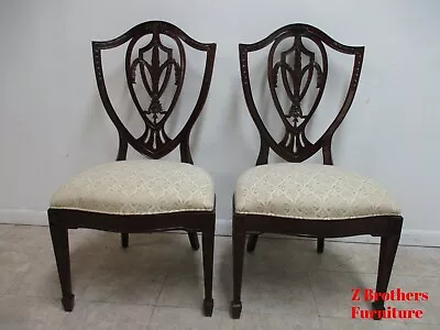 Pair Drexel Mahogany Chippendale Shield Back Dining Side Chairs  B • $629.10