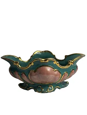 Antique French Quatrefoil Majolica Jardiniere Planter Early 1900’s 10.5” X 6” • $199.95