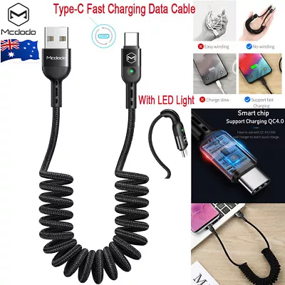 Mcdodo Nylon Coiled Spiral USB A To USB C Fast Charging Data Cable Cord 6FT • $11.99