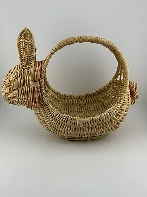 Vintage FDTA Easter Wicker Rattan Bunny Rabbit Basket 1989 • $10.39