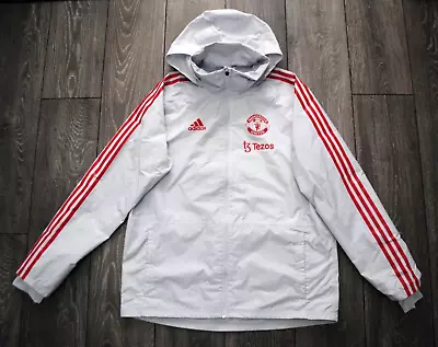 2021-22 Manchester United Player Issue Storm Jacket Rain Size Mens Large Gray • $34.99