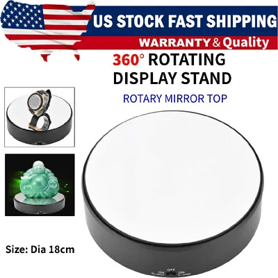 360° Rotating  Show Mirror Glass Display Stand Turntable Battery Power • $18.59